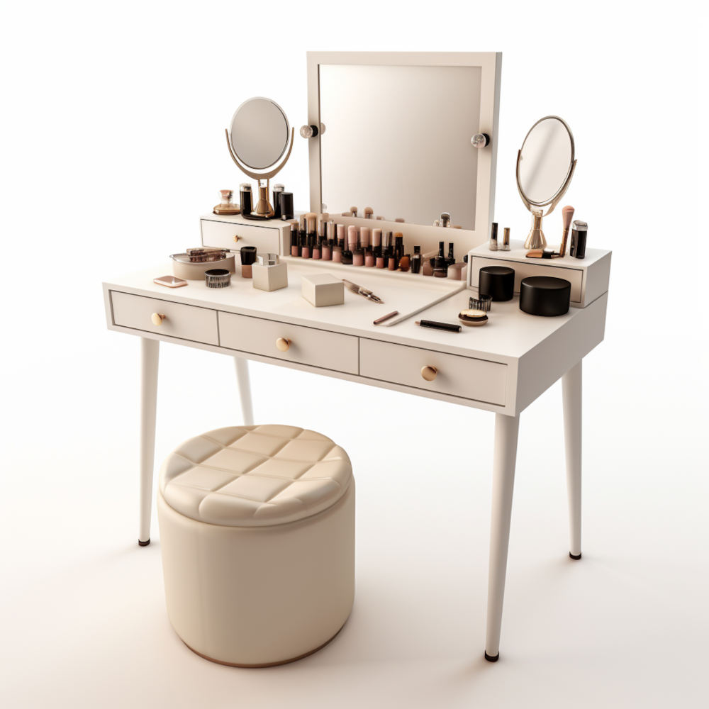 mobili per trucco con pouff e specchio